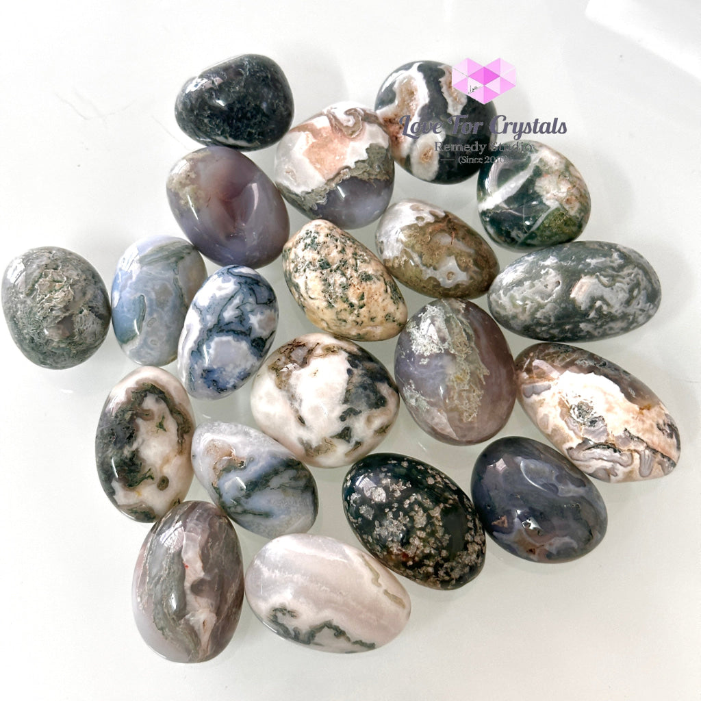 Moss Agate Tumbled Stone 20-30mm, Money Grows - Random Piece - Tumbled Stones