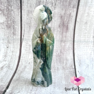 Mother Mary Carved Moss Agate 6 (Nett Price) Crystal Carving