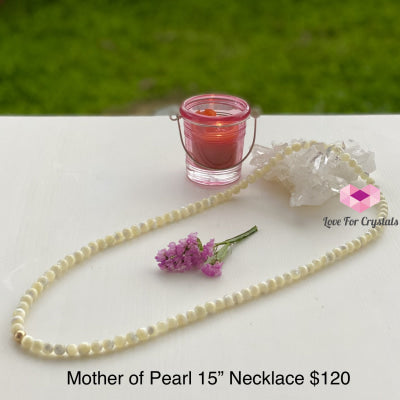 Mother Pearl 15 Long Necklace With 14K Gold Filled Bead Pendants & Necklaces