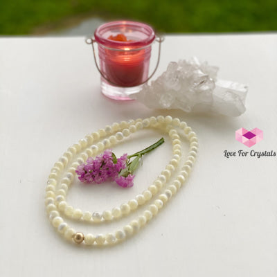 Mother Pearl 15 Long Necklace With 14K Gold Filled Bead Pendants & Necklaces