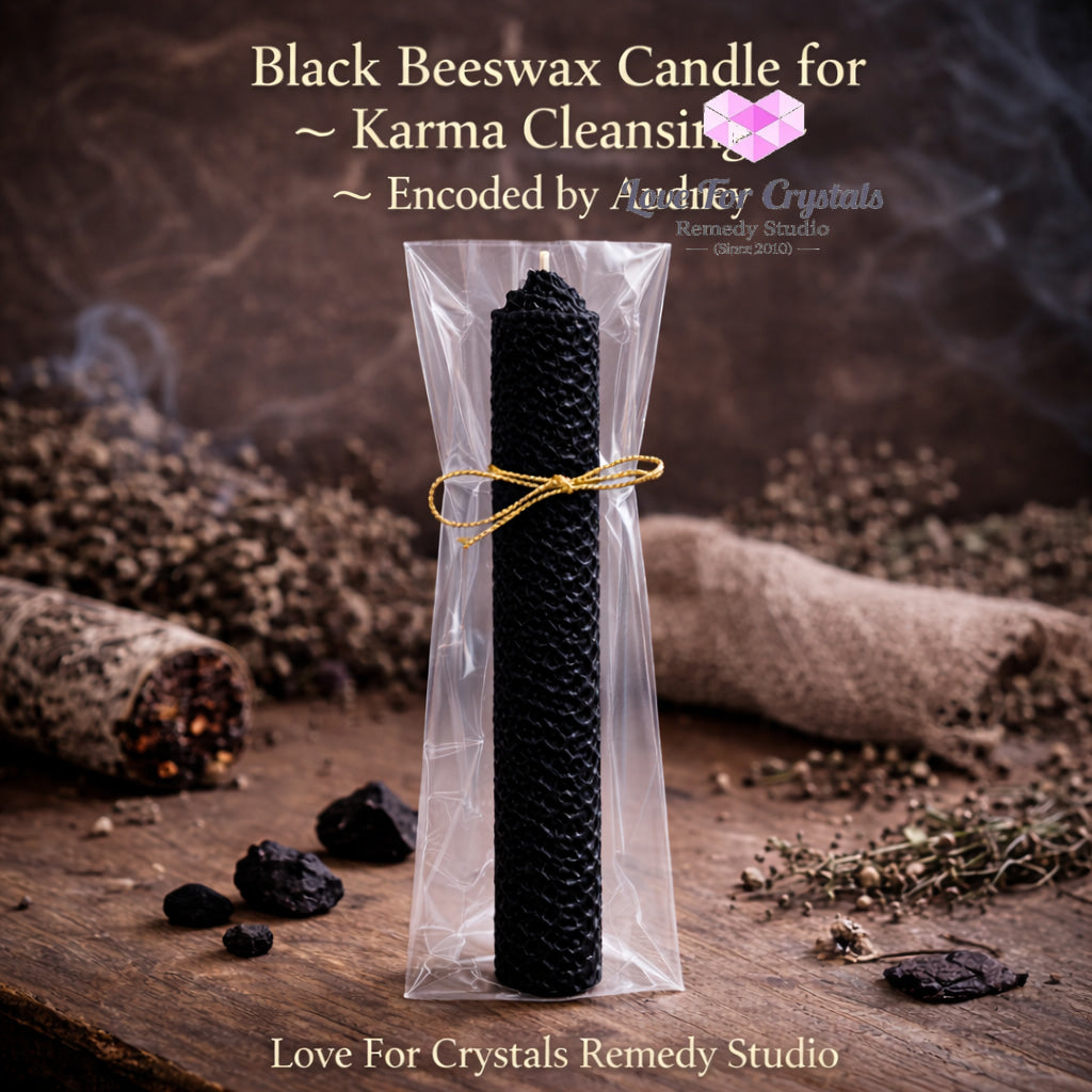 Natural Beeswax Encoded Candle for Rituals & Prayers 20cm Black for Karma Cleansing Candles