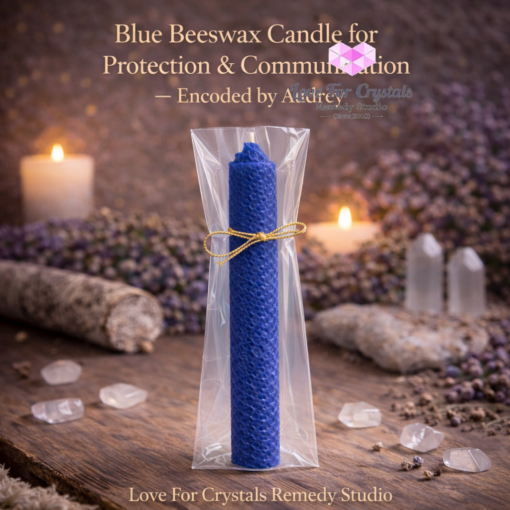 Natural Beeswax Encoded Candle for Rituals & Prayers 20cm Blue for Protection & Communication Candles