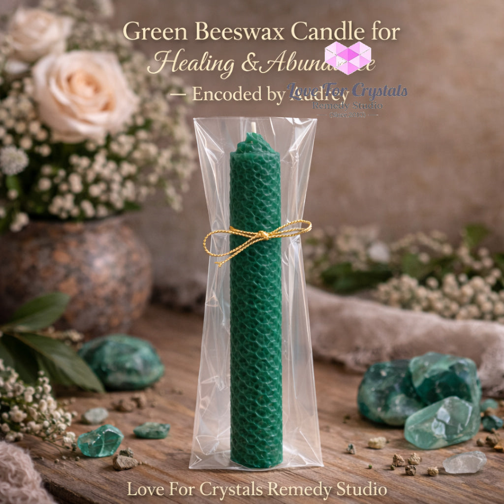 Natural Beeswax Encoded Candle for Rituals & Prayers 20cm Green for Healing & Abundance Candles