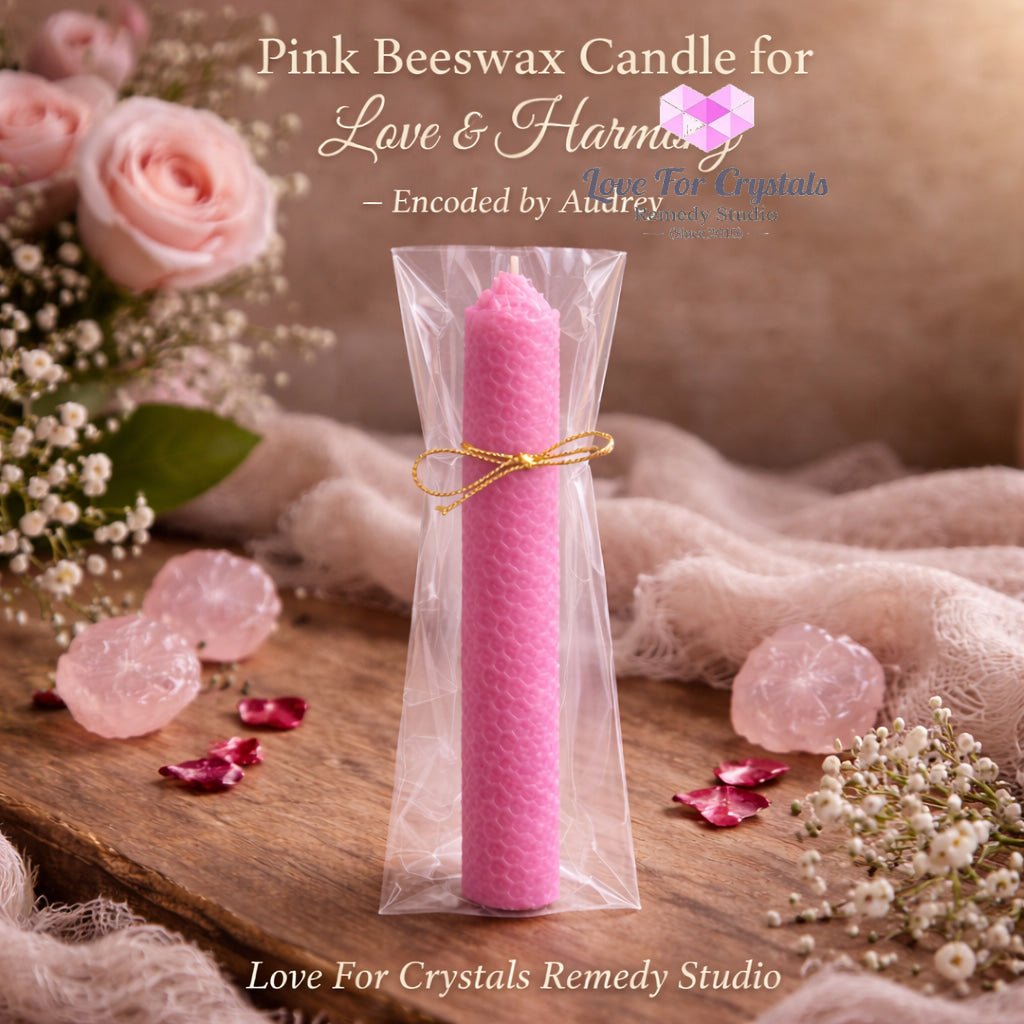 Natural Beeswax Encoded Candle for Rituals & Prayers 20cm Pink for Love & Harmony Candles