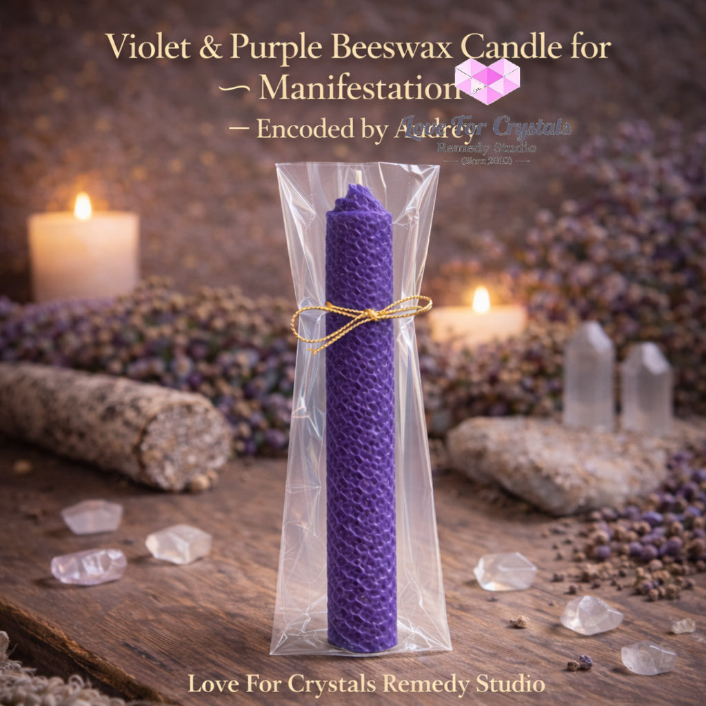 Natural Beeswax Encoded Candle for Rituals & Prayers 20cm Violet /Purple for Manifestation Candles