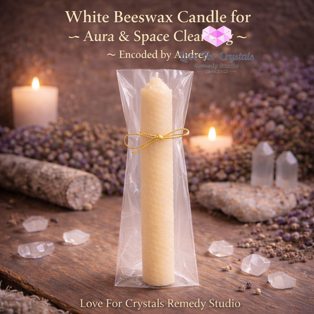 Natural Beeswax Encoded Candle for Rituals & Prayers 20cm White for Aura & Space Cleansing Candles
