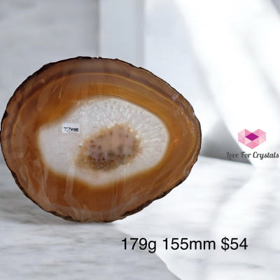 Natural Brazilian Agate Slices (Brazil) with stand 179g 155mm Agate