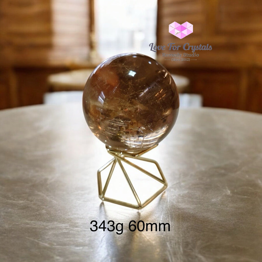 Natural Citrine Sphere with Geometric Stand (Brazil) AAAA GRADE (100% Natural unheated undyed) Pre-coded & Activated)