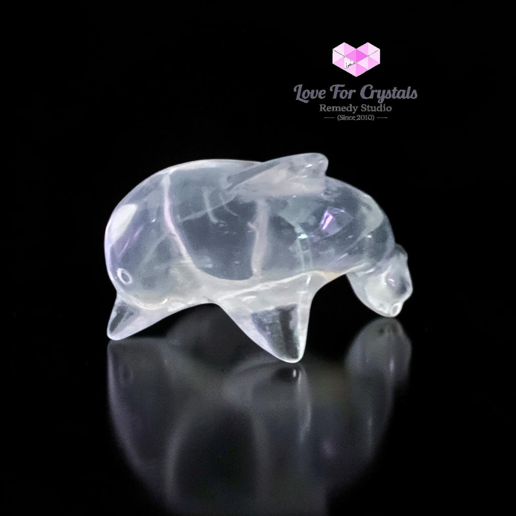 Natural Clear Quartz Dolphin Carving - 57g 60mm - Clear quartz