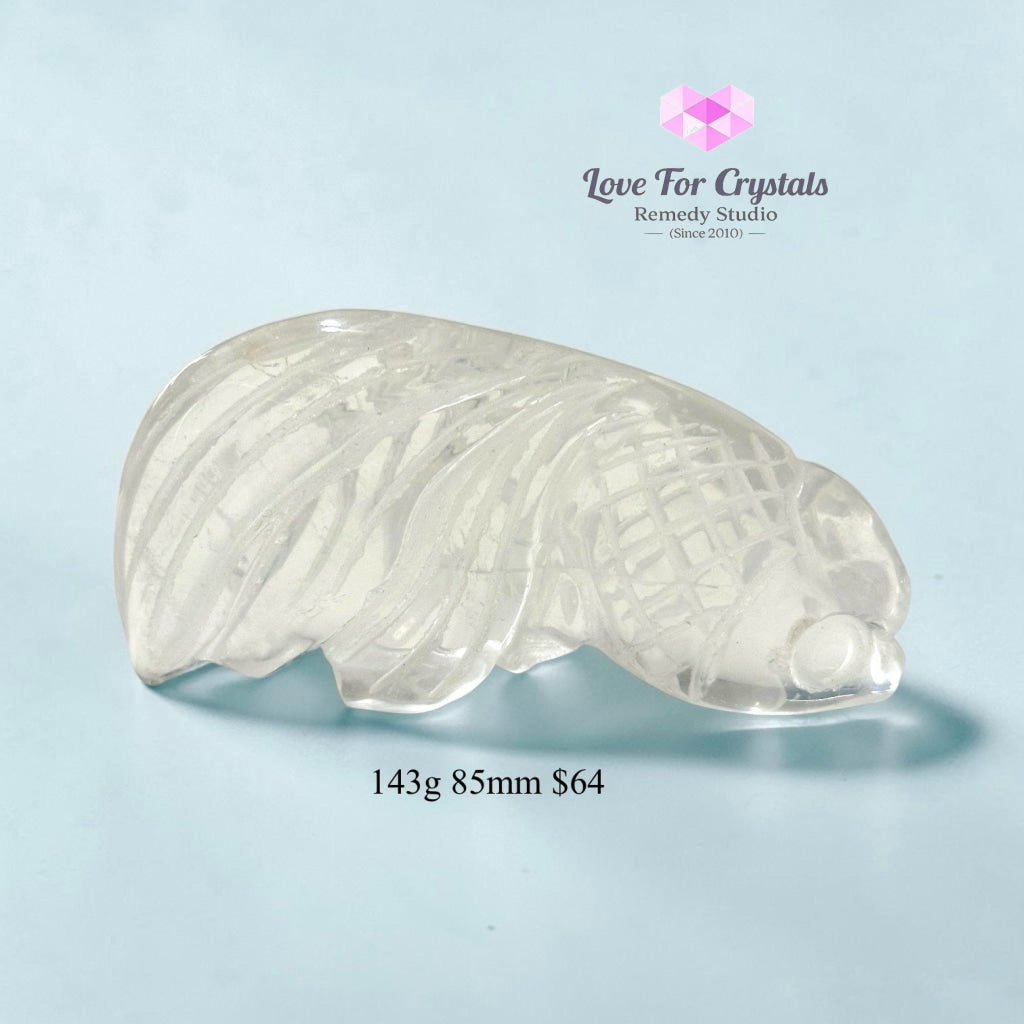 Natural Clear Quartz Goldfish Carving - 143g 85mm - Clear quartz