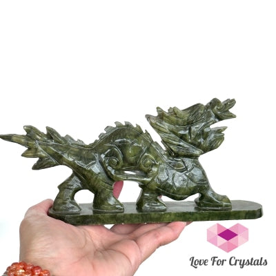 Nephrite Jade Dragon (180Mm) (Mini) Crystal Carved