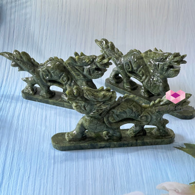 Nephrite Jade Dragon (180Mm) (Mini) Crystal Carved