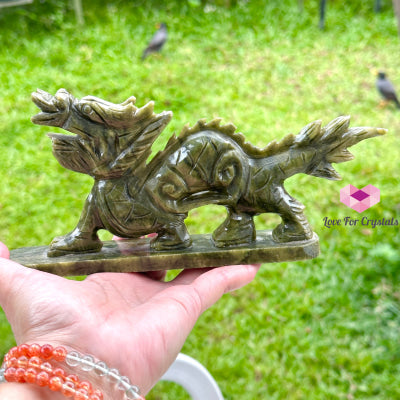 Nephrite Jade Dragon (180Mm) (Mini) Crystal Carved