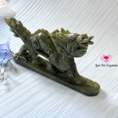 Nephrite Jade Dragon (180Mm) (Mini) Crystal Carved