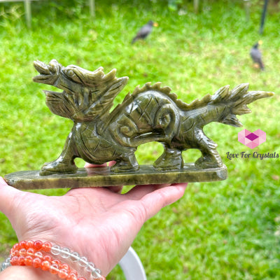 Nephrite Jade Dragon (180Mm) (Mini) Crystal Carved