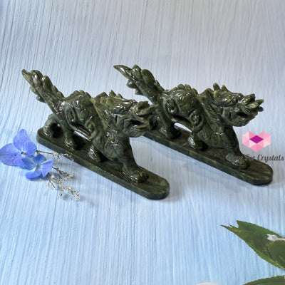 Nephrite Jade Dragon (180Mm) (Mini) Crystal Carved