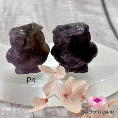 Owl Crystal Carved 1 (30Mm) Per Pair Photo 4 (Amethyst) Polished Crystal