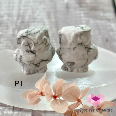 Owl Crystal Carved 1 (30Mm) Per Pair Photo (Howlite) Polished Crystal