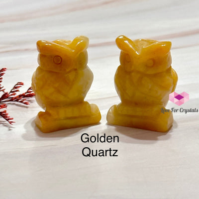 Owl Crystal Carved 1.5 Golden Quartz (Per Pair)