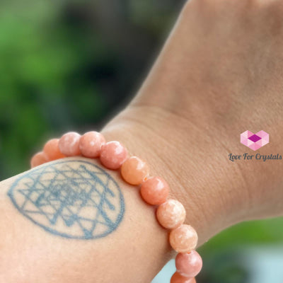Peach Calcite 8Mm Crystal Bracelet