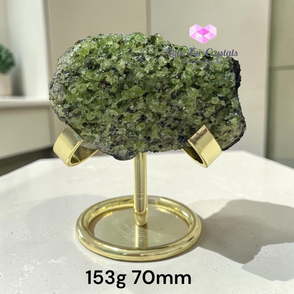 Peridot Natural Specimen with Gold Stand (Money Magnet) - Peridot