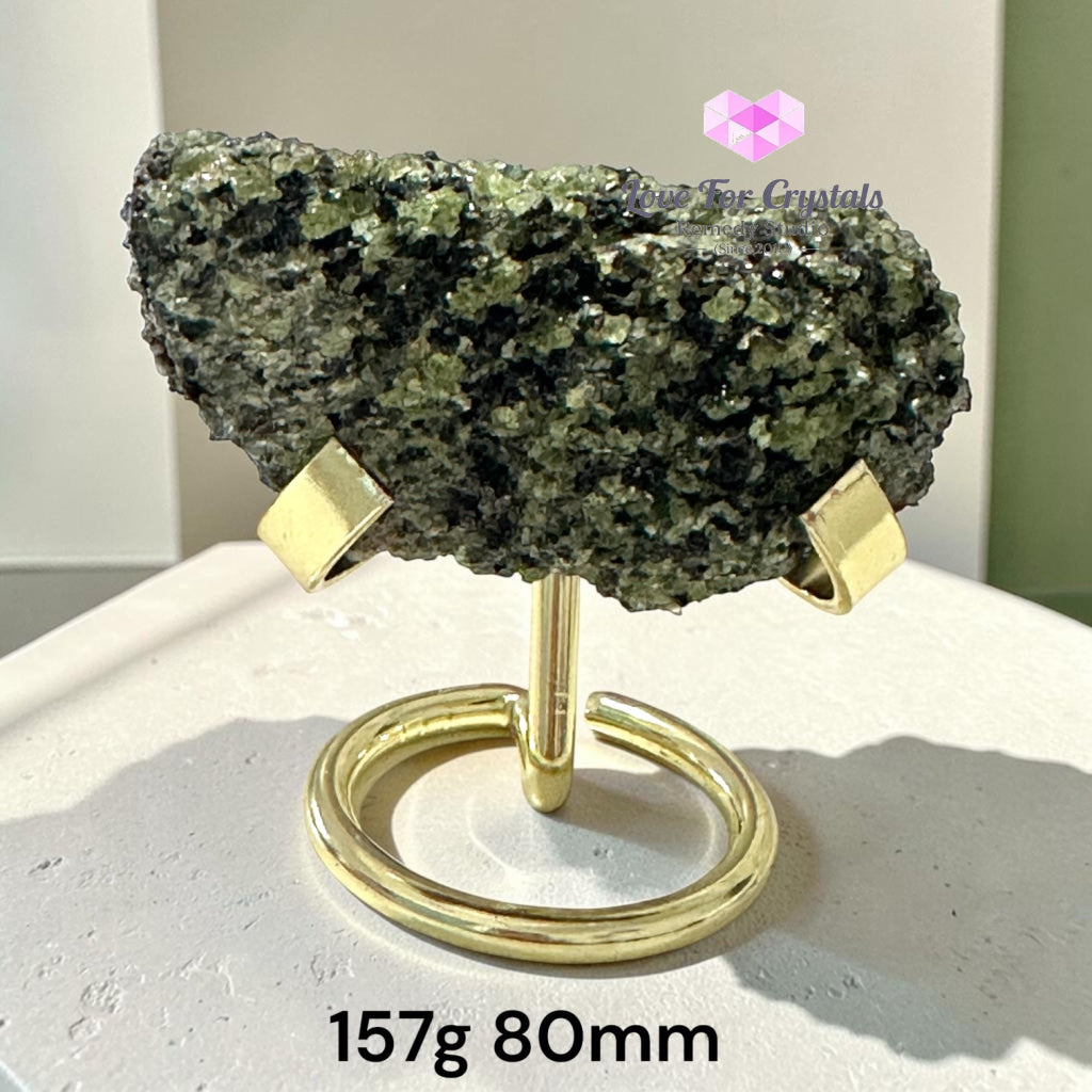 Peridot Natural Specimen with Gold Stand (Money Magnet) - Peridot