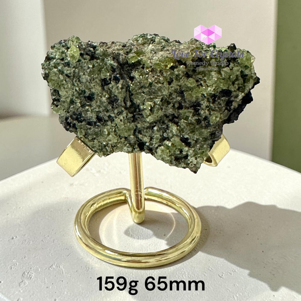 Peridot Natural Specimen with Gold Stand (Money Magnet) - Peridot