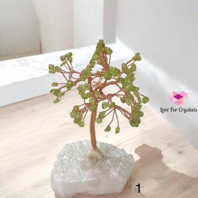 Peridot Tree on Aura Quartz (Magnetic Money Flow) Photo 1 Crystal tree