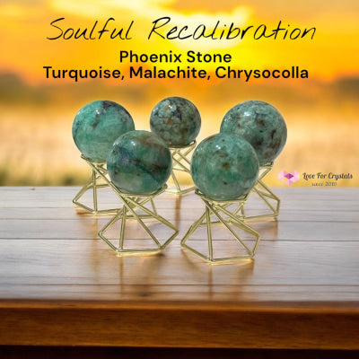 Phoenix Stone Spheres (Turquoise Malachite Chrysocolla) Pre-coded & Activated (Soulful Recalibration) Crystal spheres