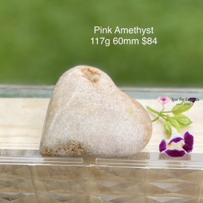 Pink Amethyst Heart (Rare) Argentina 117G 60Mm Polished Stones