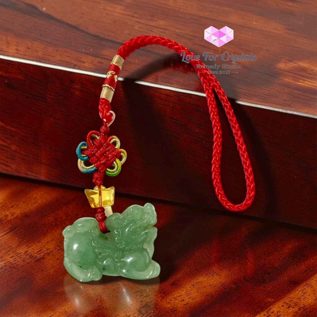 Pixiu Crystal Bag Charm (Wealth • Luck • Protection) - Green Aventurine - Crystals