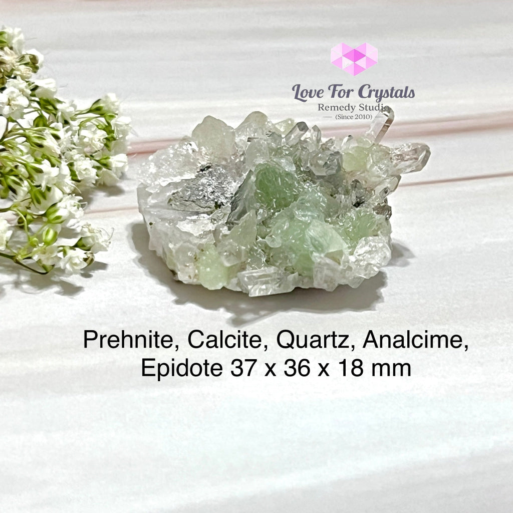 Prehnite Calcite Quartz Analcime Epidote Cluster (South Africa)Collectors 37 X 36 18 Mm