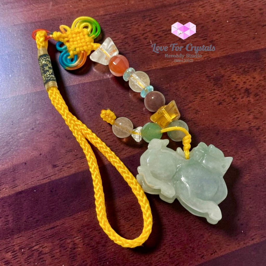 Premium 5 Element Jadeite Pixiu Bag Charm (Wealth • Balance • Protection • Good Fortune) - Jade