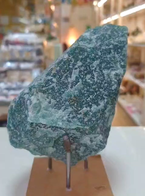 Green Aventurine Raw (FAST MONEY PRE-ACTIVATED STONE) with Acrylic stand