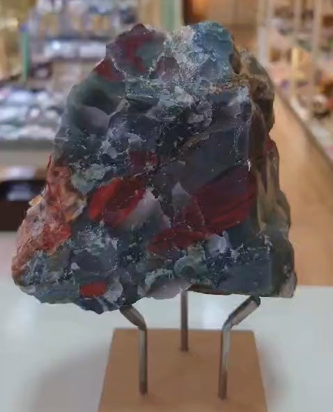 Dragon Bloodstone Raw (POWER SURGE PRE-ACTIVATED STONE) with Acrylic Stand