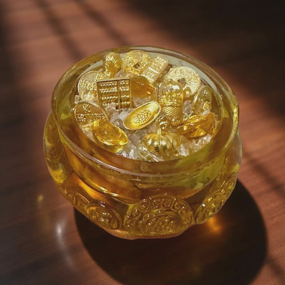 Golden Wealth Bowl (4cmH Liuli Glass) Activated by Audrey