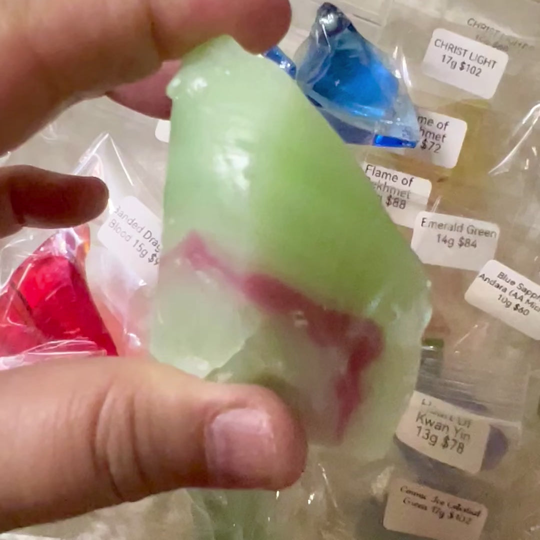 Fairy Green with Pink Crown Bi-color Andara Crystal (High Vortex Mount Shasta)