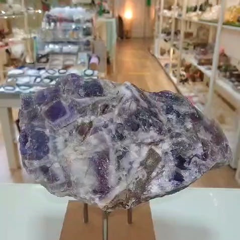 Chevron Amethyst Natural Raw Large with acrylic stand (Brazil)