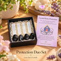 Protection Duo Set (4 Black Tourmaline & 4 Selenite Sticks) - Black tourmaline