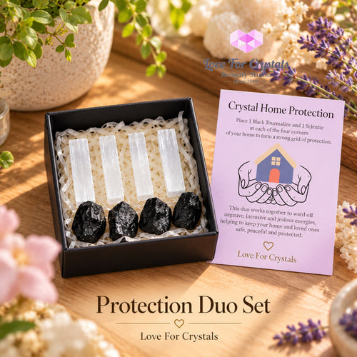 Protection Duo Set (4 Black Tourmaline & 4 Selenite Sticks) - Black tourmaline