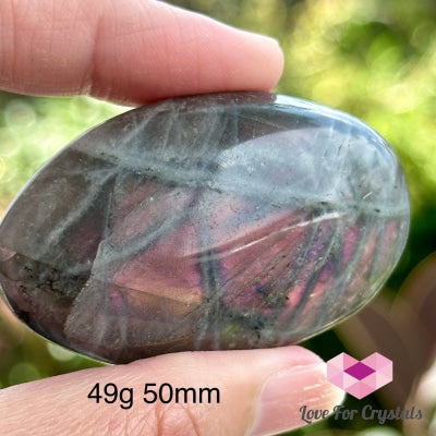 Purple Labradorite Palm Stone (Madagascar) 49G 50Mm Polished Crystals