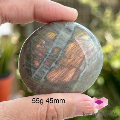 Purple Labradorite Palm Stone (Madagascar) 55G 45Mm Polished Crystals
