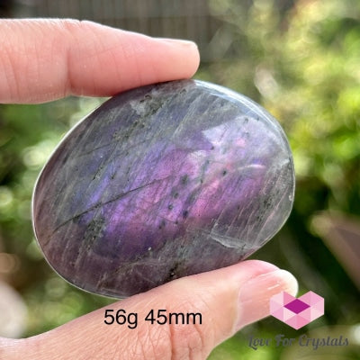 Purple Labradorite Palm Stone (Madagascar) 56G 45Mm Polished Crystals