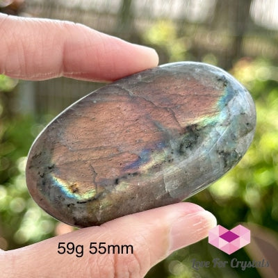 Purple Labradorite Palm Stone (Madagascar) 59G 55Mm Polished Crystals