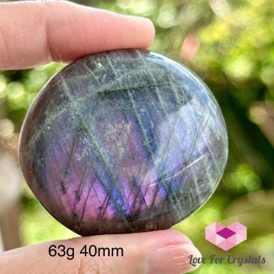 Purple Labradorite Palm Stone (Madagascar) 63G 40Mm Polished Crystals