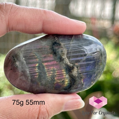 Purple Labradorite Palm Stone (Madagascar) 75G 55Mm Polished Crystals