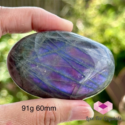 Purple Labradorite Palm Stone (Madagascar) 91G 60Mm Polished Crystals