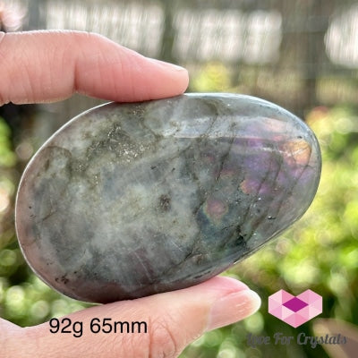 Purple Labradorite Palm Stone (Madagascar) 92G 65Mm Polished Crystals