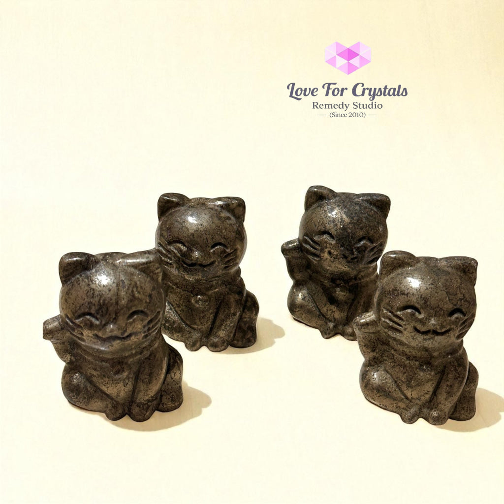 Pyrite Money Cat 55mm (Lightline Essentials) Encoded for Wealth Magnetism Random Piece Pyrite