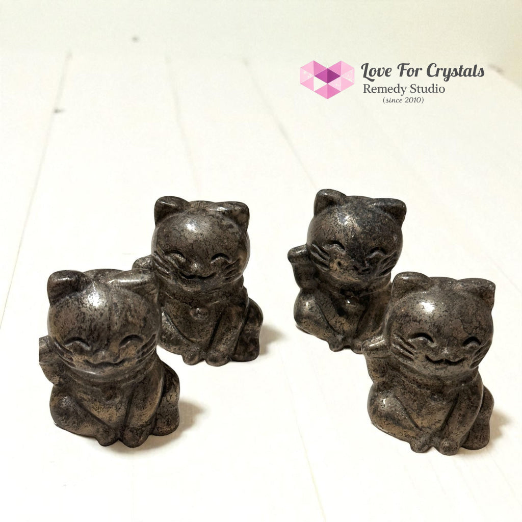 Pyrite Money Cat 55mm (Lightline Essentials) Encoded for Wealth Magnetism Random Piece Pyrite